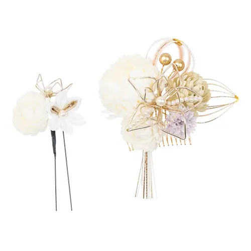 成人式の髪飾り新品❗️ 成人式 髪飾り シルバーパールミックス ランダムボールチェーン