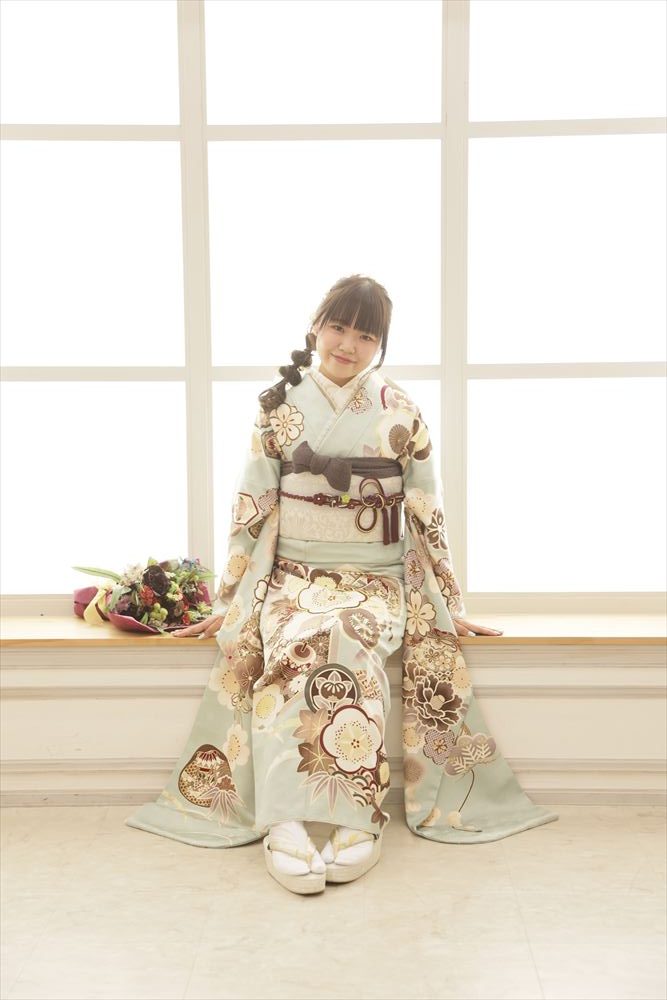 淡色　水色　花　和柄