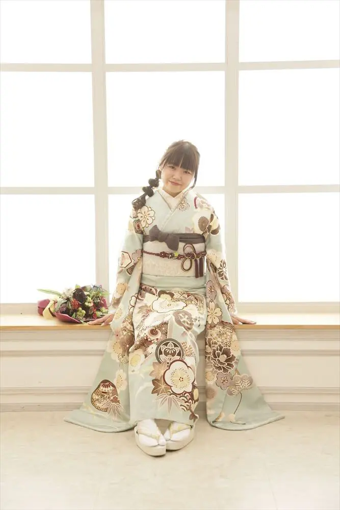 淡色　水色　花　和柄