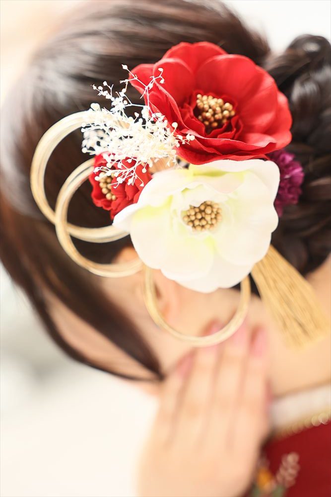 赤　花　水引き