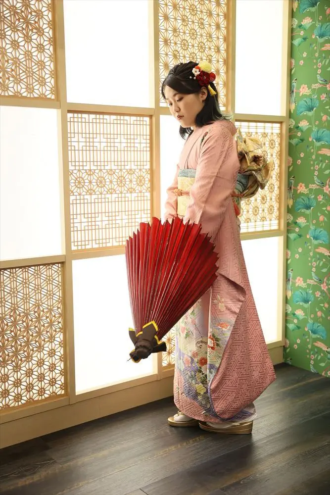 ピンク　小花柄　和風