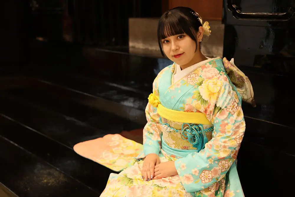 水色　小花
