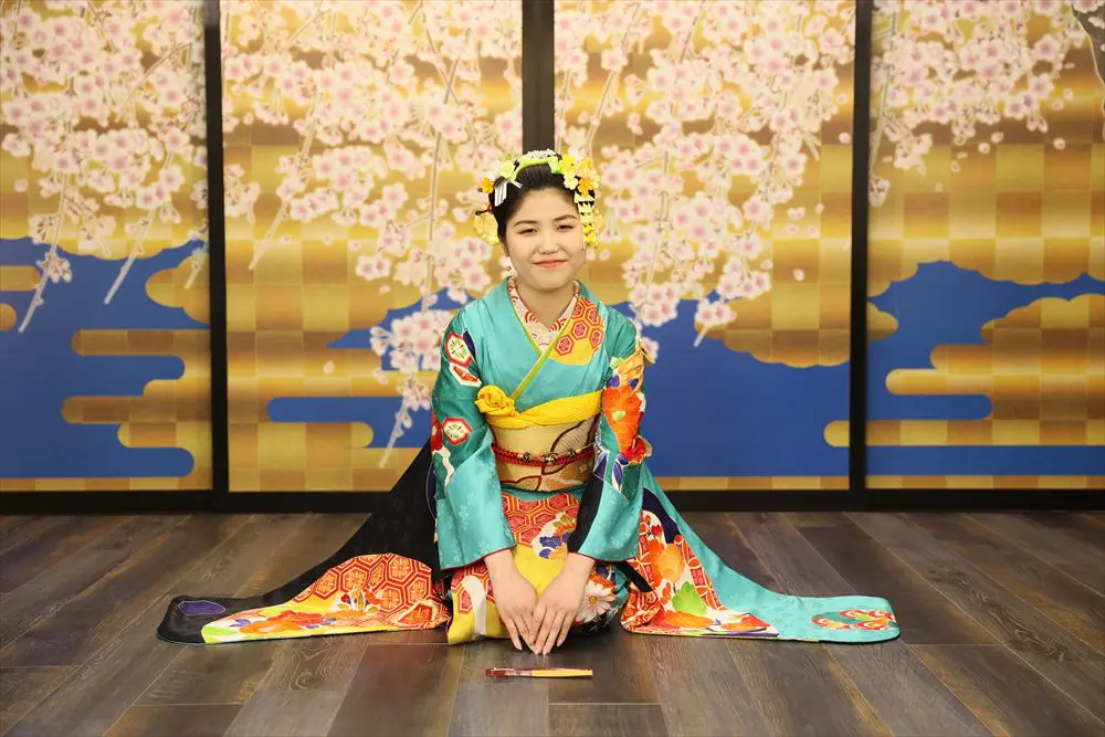 水色　古典柄