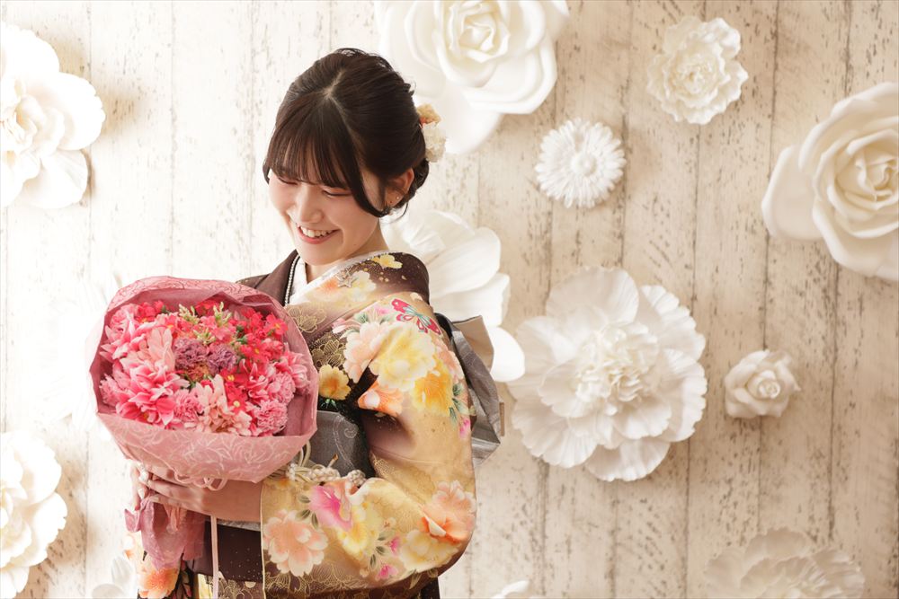 茶 黄色 ぼかし 花